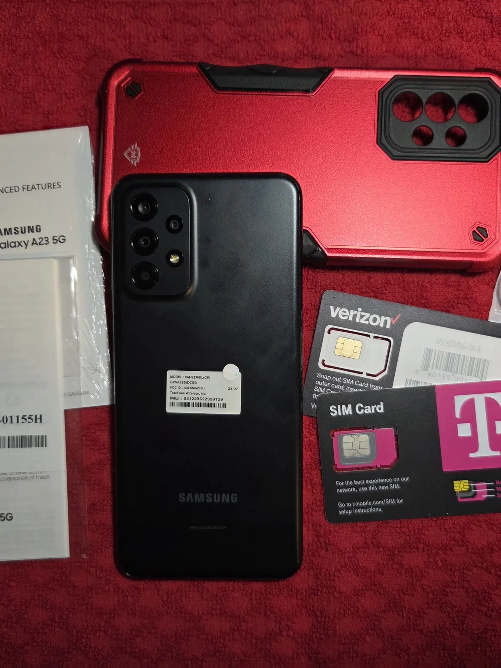 Samsung Galaxy Smartphone with Red Protective Case